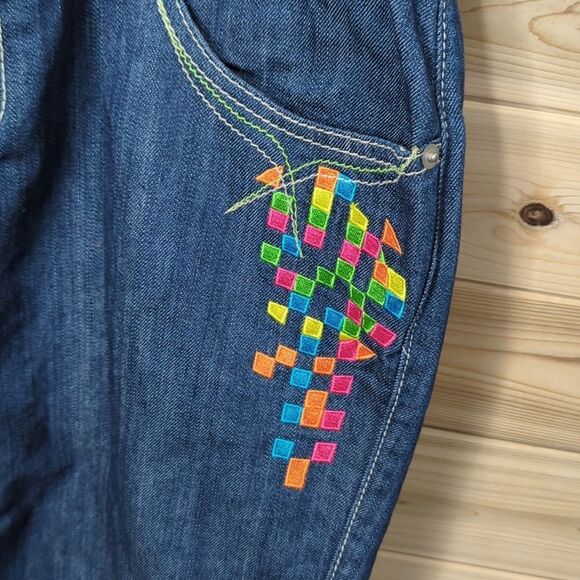 Coogi Overall Mini Skirt Womens 9/10 Blue Embroidered Denim 90s y2k - Picture 3 of 16